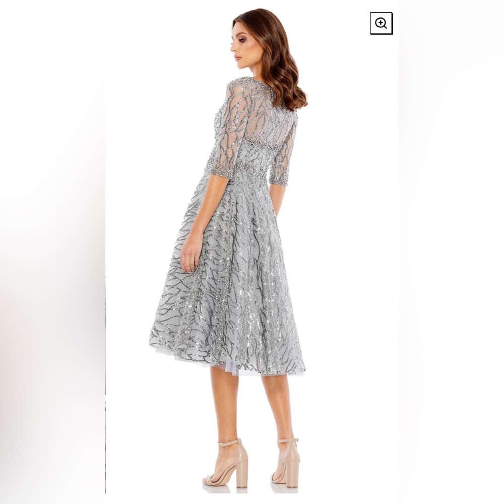 Elbow sleeve bateau neck midi gown - Picture 2 of 3